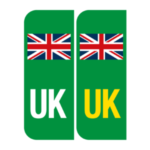 Set of REFLECTIVE UK Green Electric Vehicle Number Plate Stickers