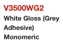 Hexis V3500WG2, Monomeric White self-adhesive vinyl, grey-backed permanent adhesive, 100µm Monomeric PVC / PE Liner